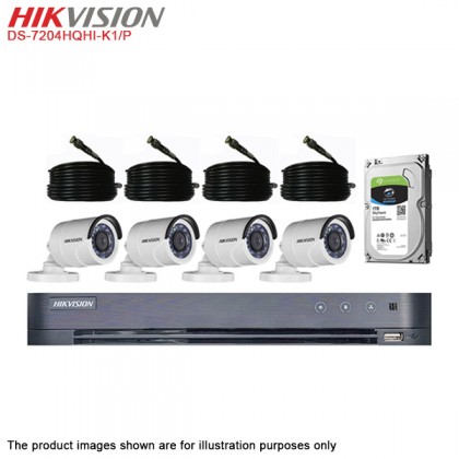 Hikvision DS-7204HQHI-K1/P 4 Channel Turbo HD PoC CCTV DVR + 1TB Surveillance CCTV HDD + DS-2CE16D0T-IRE 2MP Bullet Camera x 4 + 18M RG59 Coaxial Cable x 4 + No Power Supply Needed Hikvision DS-7204HQHI-K1/P 4 Channel Turbo HD PoC CCTV DVR + 1TB Surveillance CCTV HDD + DS-2CE16D0T-IRE 2MP Bullet Camera x 4 + 18M RG59 Coaxial Cable x 4 + No Power Supply Needed